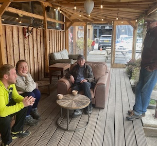 Enjoying a coffee in the Glen Lyon Café