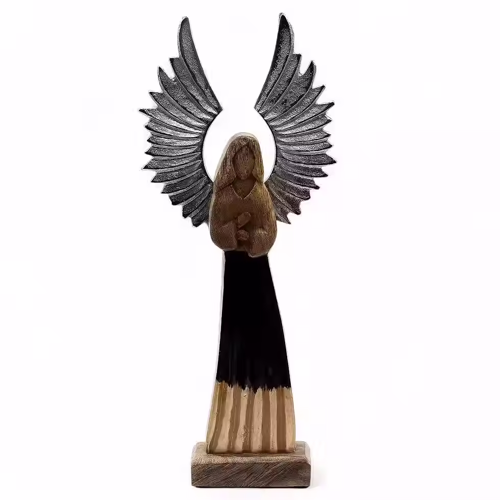 Large Mango Wood Guardian Angel