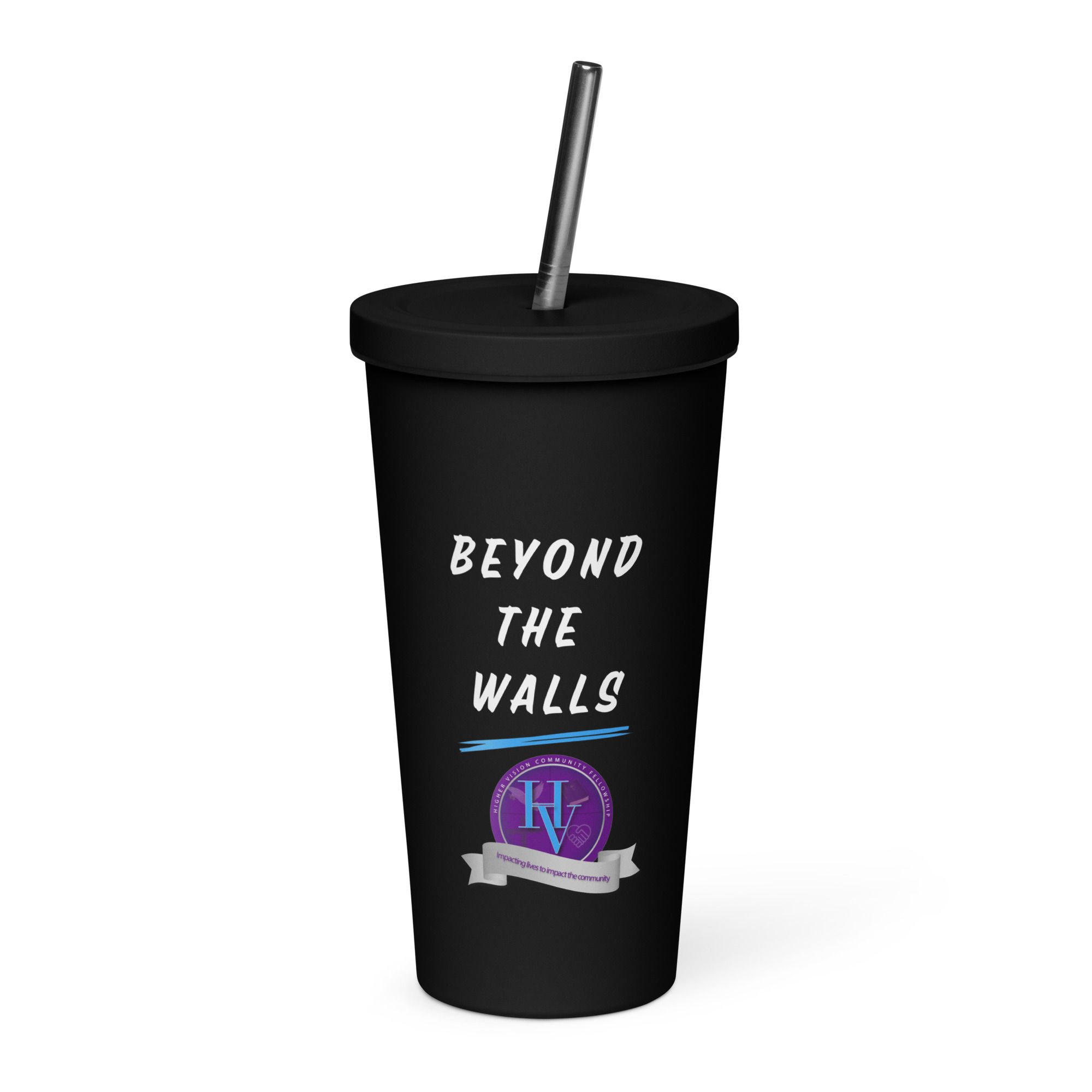 Insulated tumbler with a straw