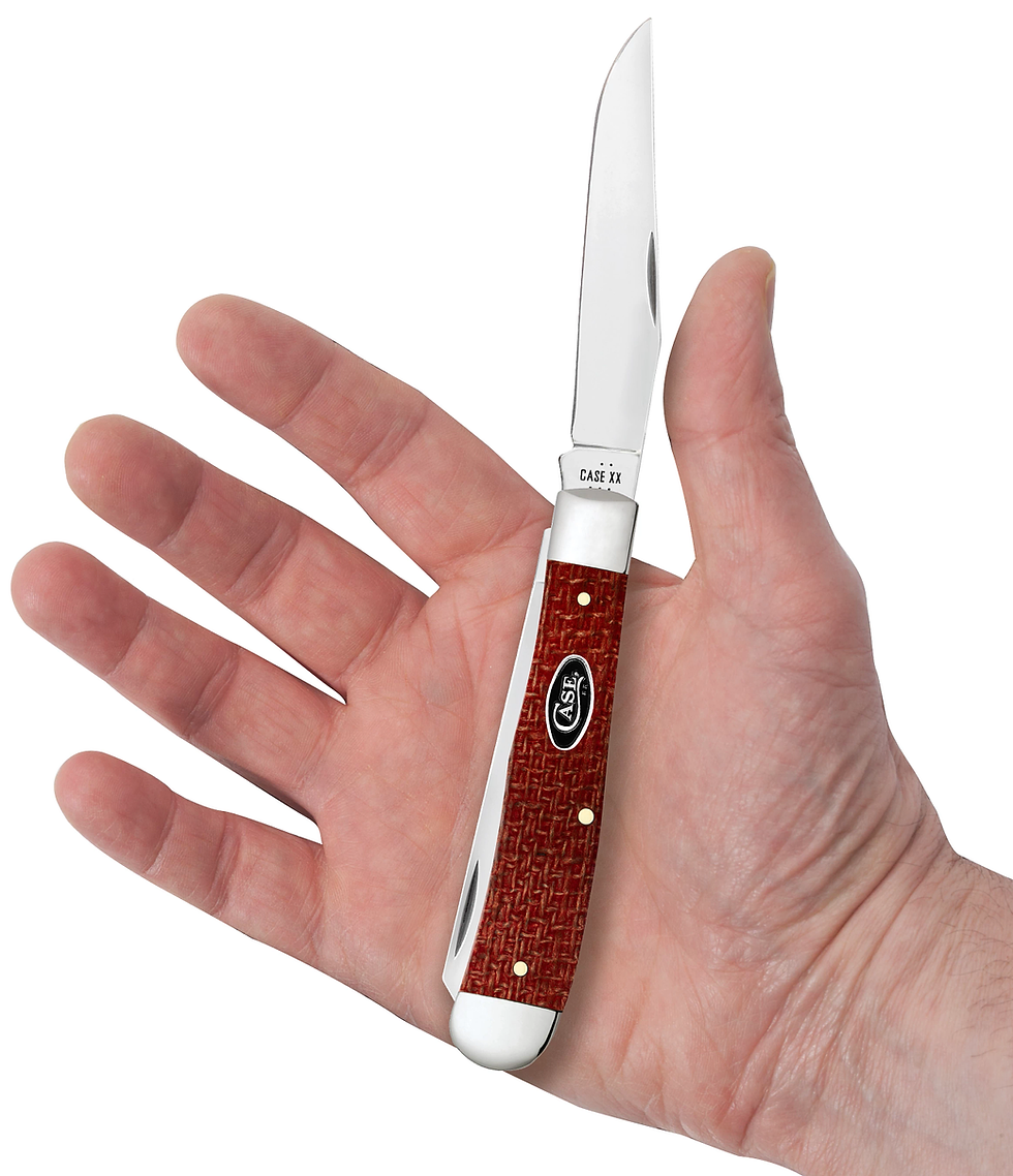 Thumbnail: Dark Red Burlap Micarta Trapper