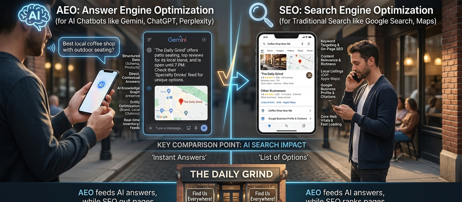 AEO vs SEO: What Local Businesses Need to Know in the AI Search Era
