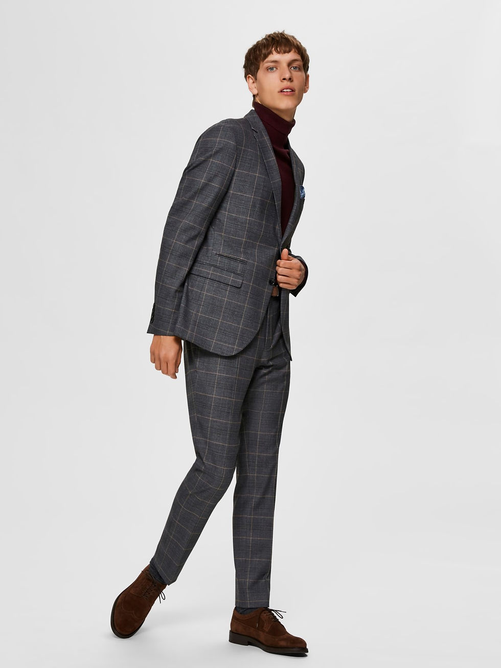 Thumbnail: Slim fit ruitenbroek stretch van Selected Homme