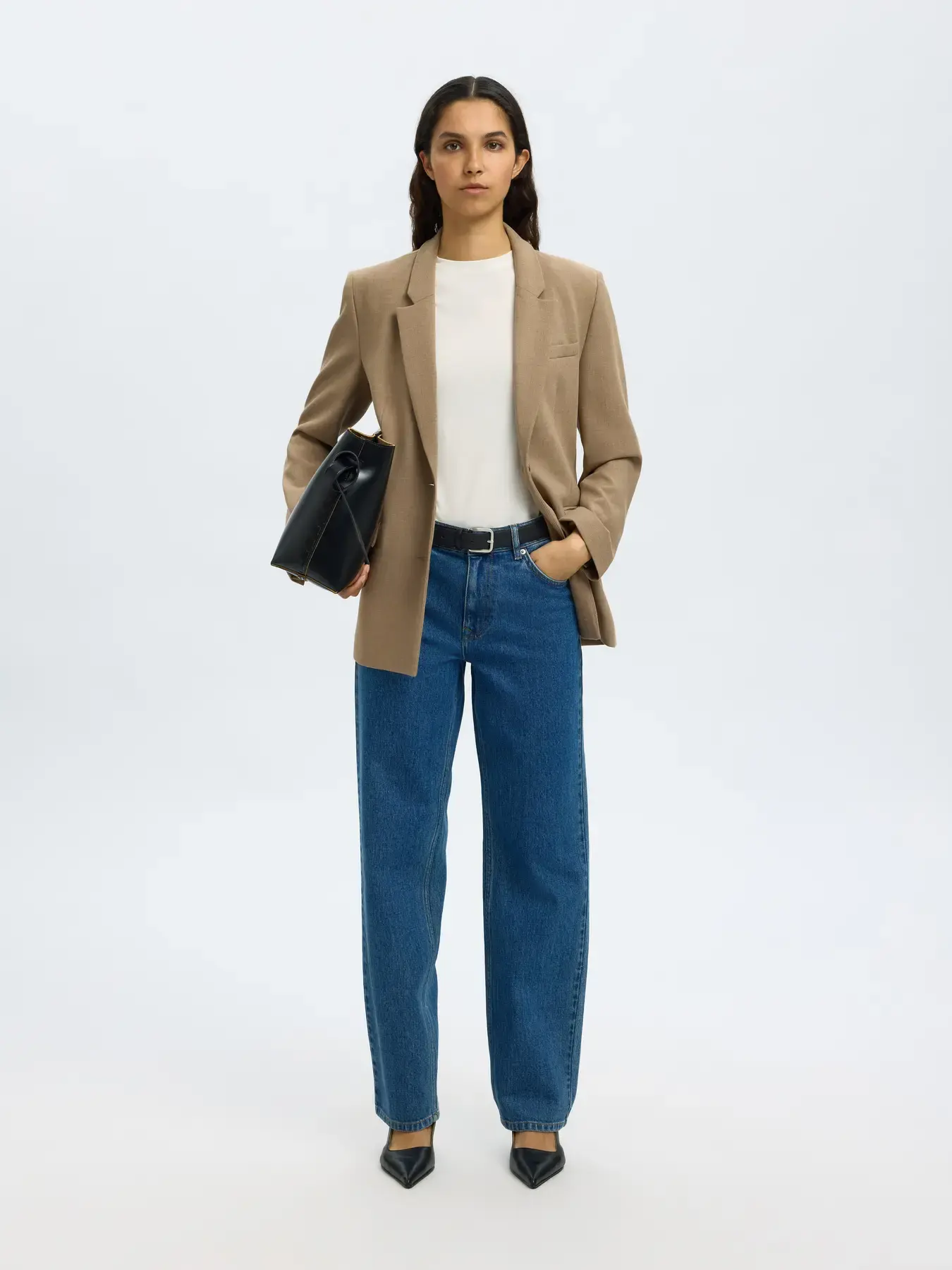 Bea straight fit jeans medium blue van Selected