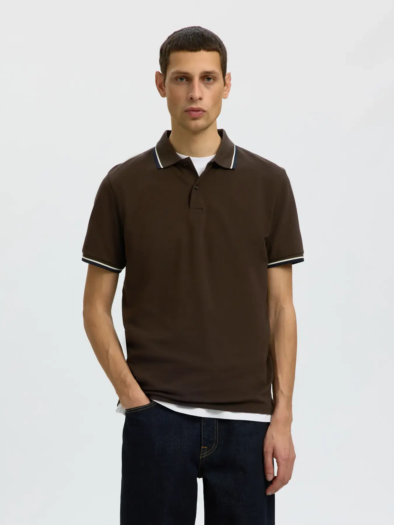 Polo bruin met kleurbies van Selected Homme