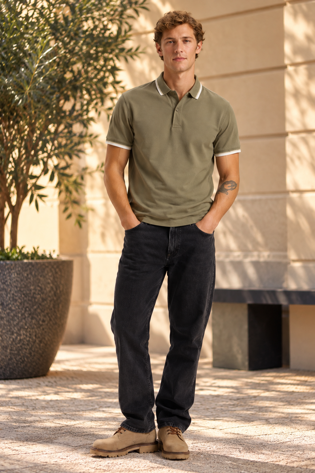 Polo groen met kleurbies van Selected Homme