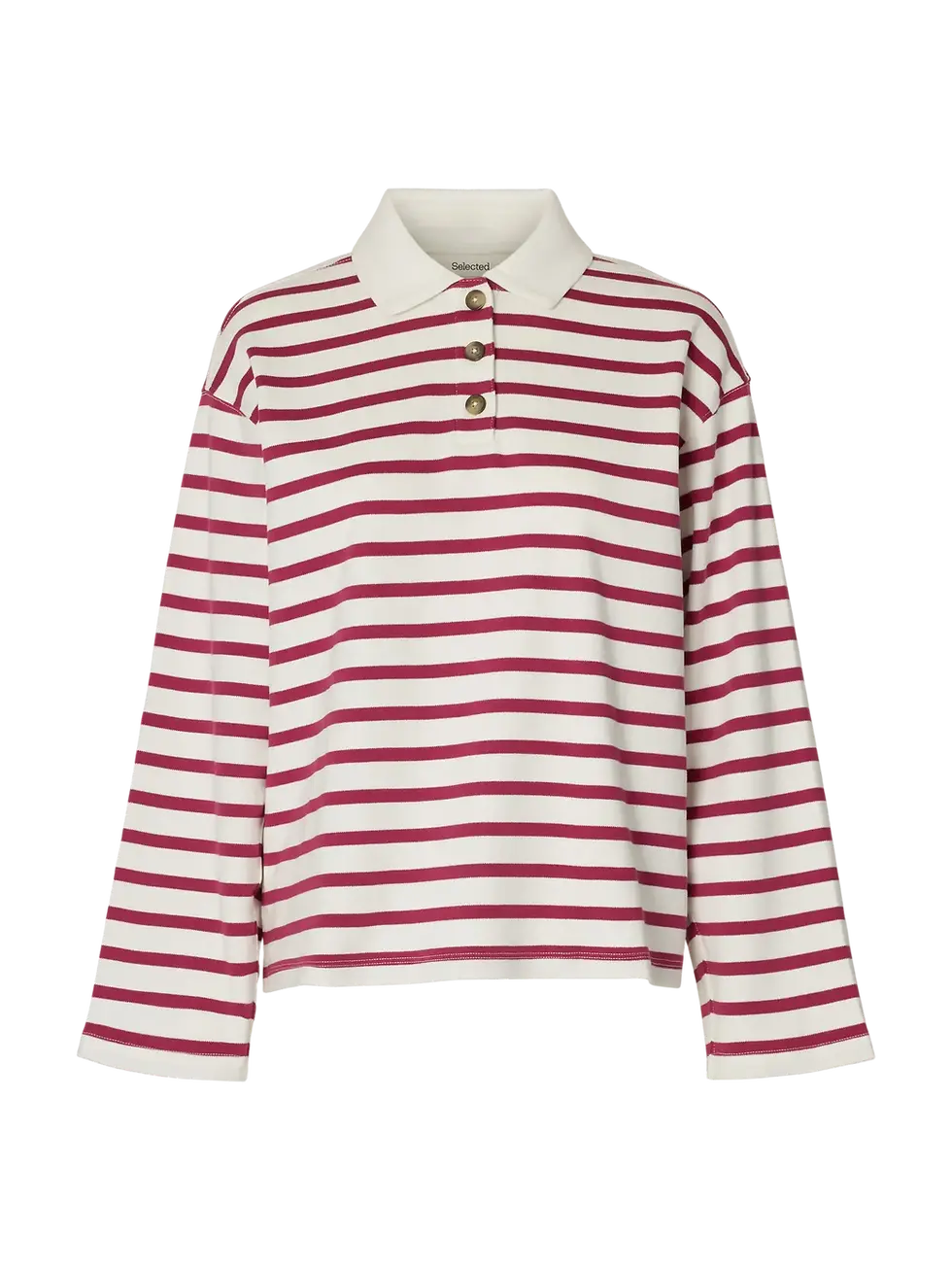 Thumbnail: Polopull lange mouw met strepen van Selected