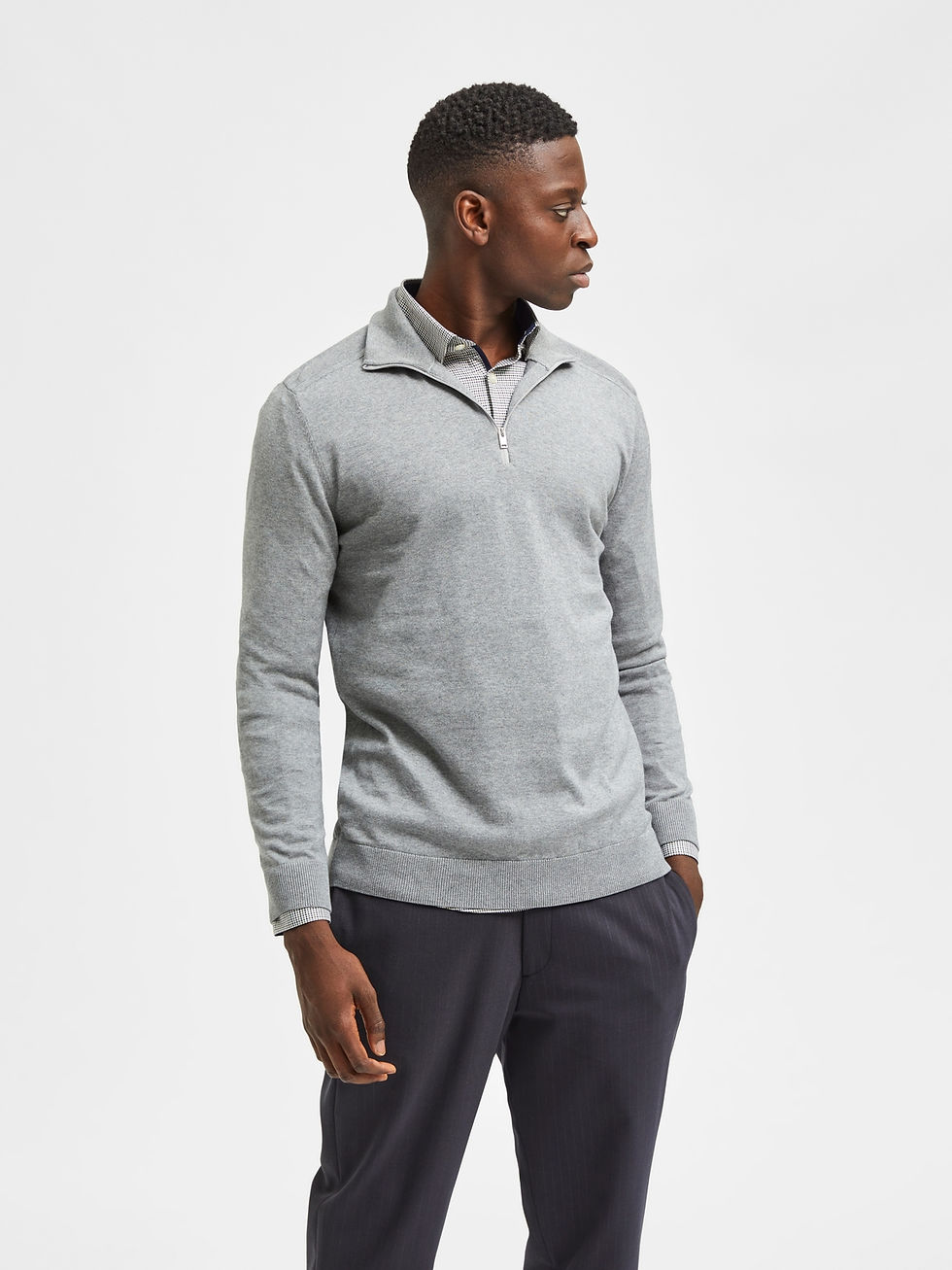 Thumbnail: Pull met ritsje aan kraag van Selected Homme