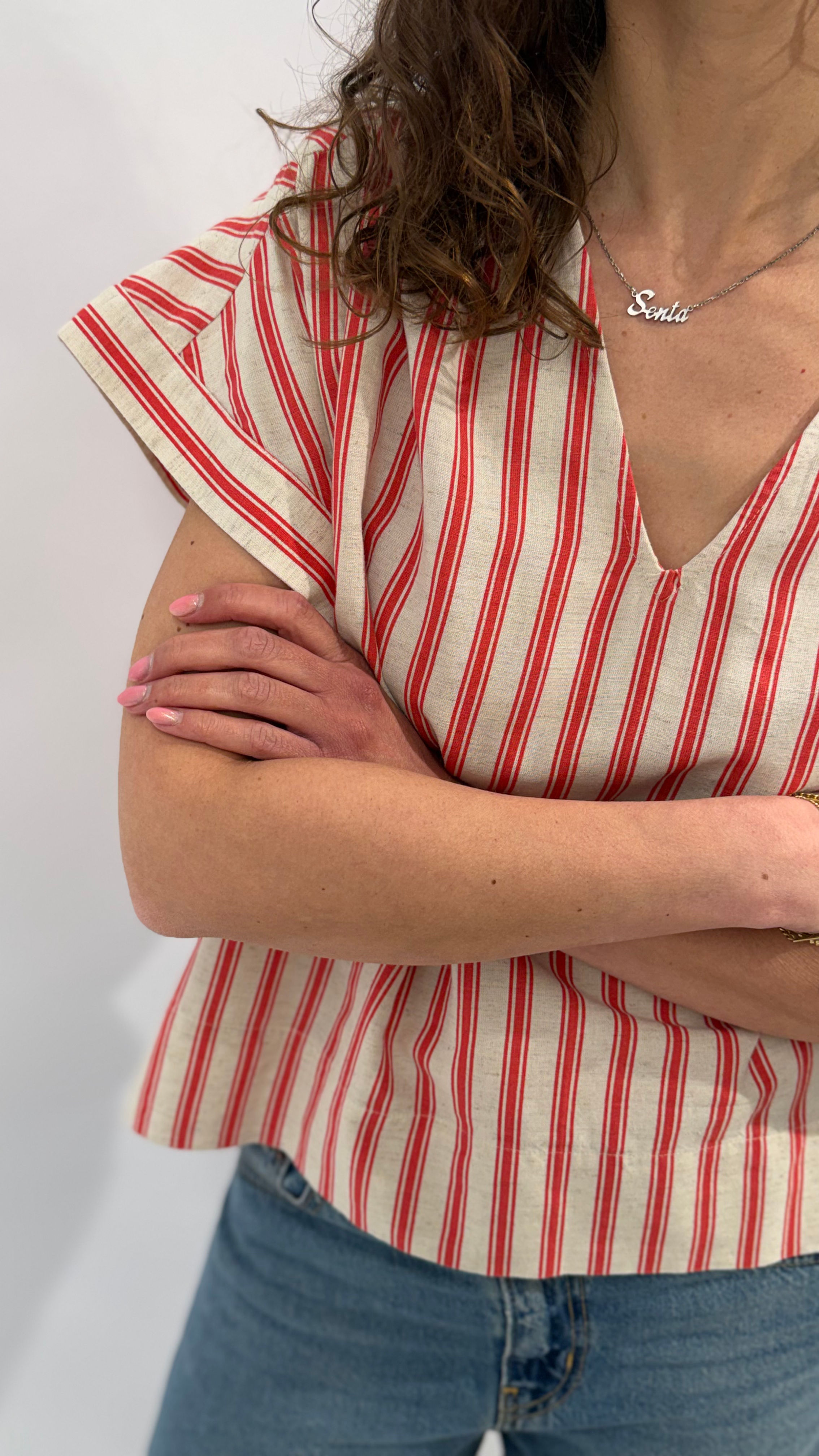 Bloesje korte mouw streep van Vila