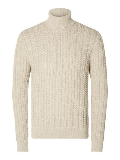 Kabelbrei pull met rolkraag van Selected Homme