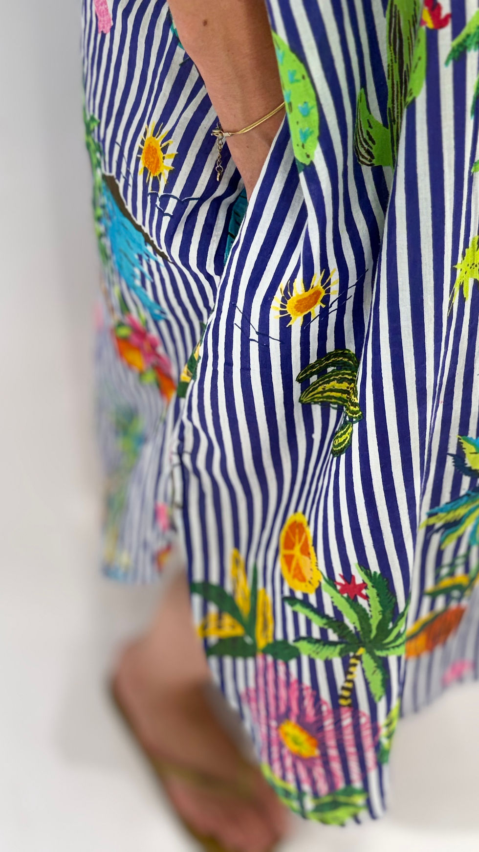 Thumbnail: Katoenen kleedje met print en streepjes Miss-Terre