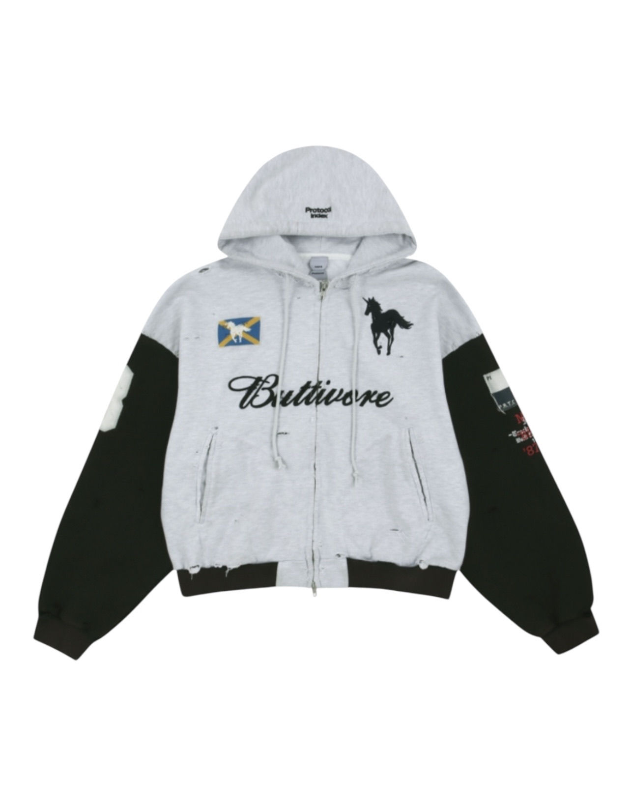 BUTTIVORE ZIP HOODIE - WHITE MELANGE