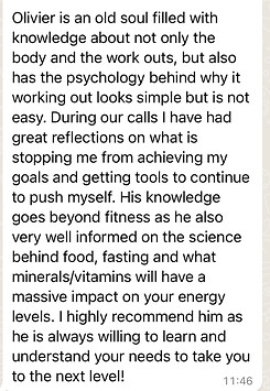 Testimonial of client