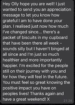 Testimonial of client