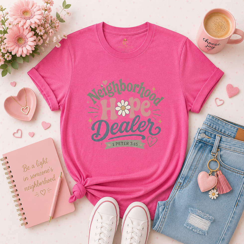 Thumbnail: Neighborhood Hope Dealer Shirt | 1 Peter 3:15 Retro Daisy Christian T-Shirt