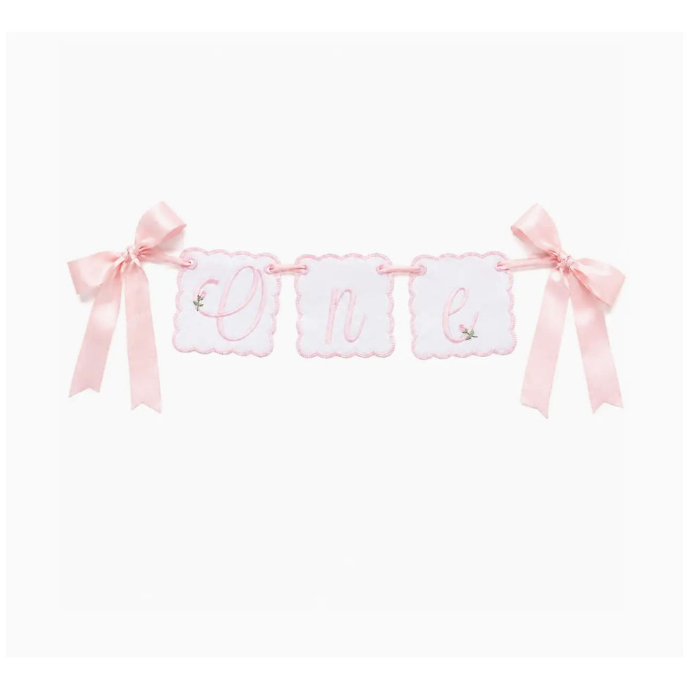 Heirloom Bows & Blooms first birthday banner