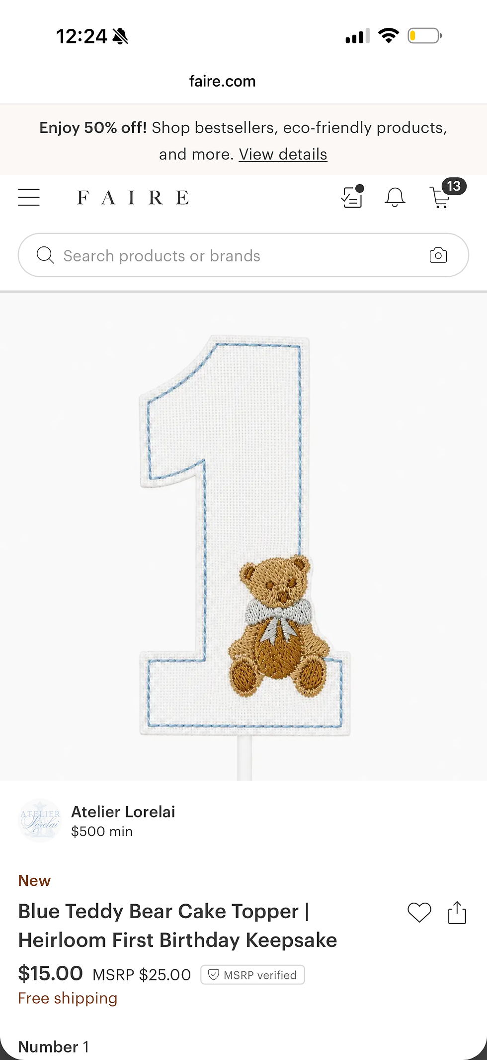 Blue Teddy Bear Cake Topper