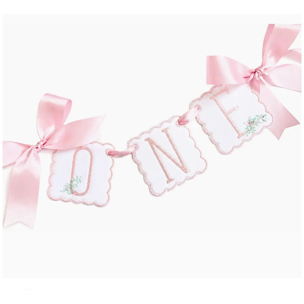 Pink Southern Floral first birthday banner