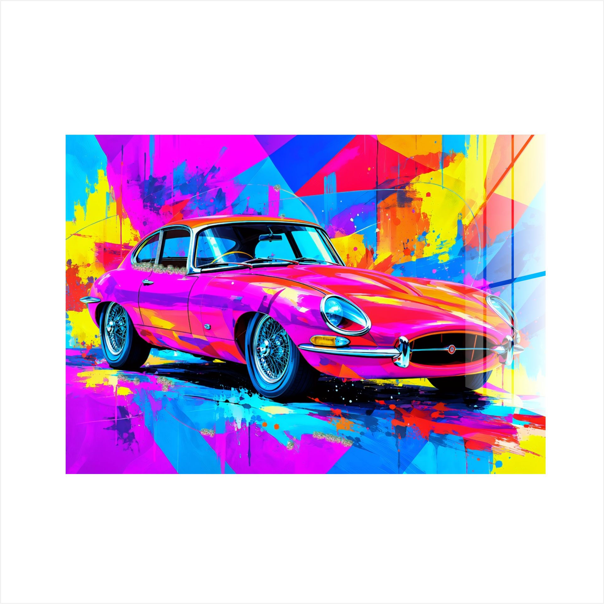 Jaguar E Type Red POP ART Style 1180