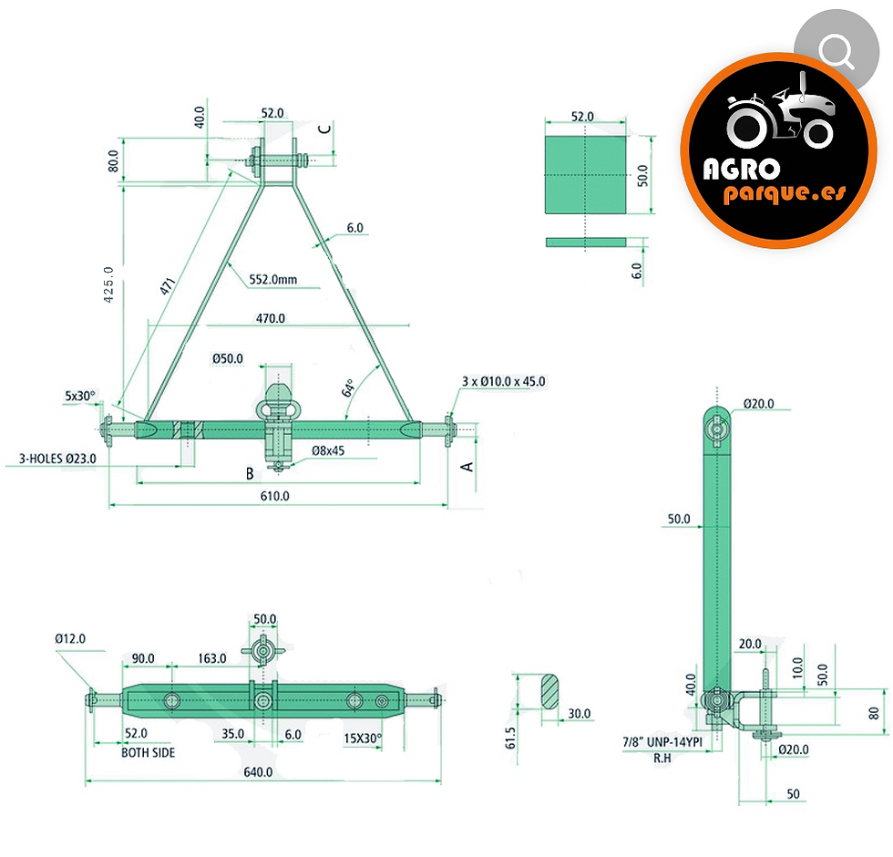 Miniatura: Bola de enganche 3 Pto trasero