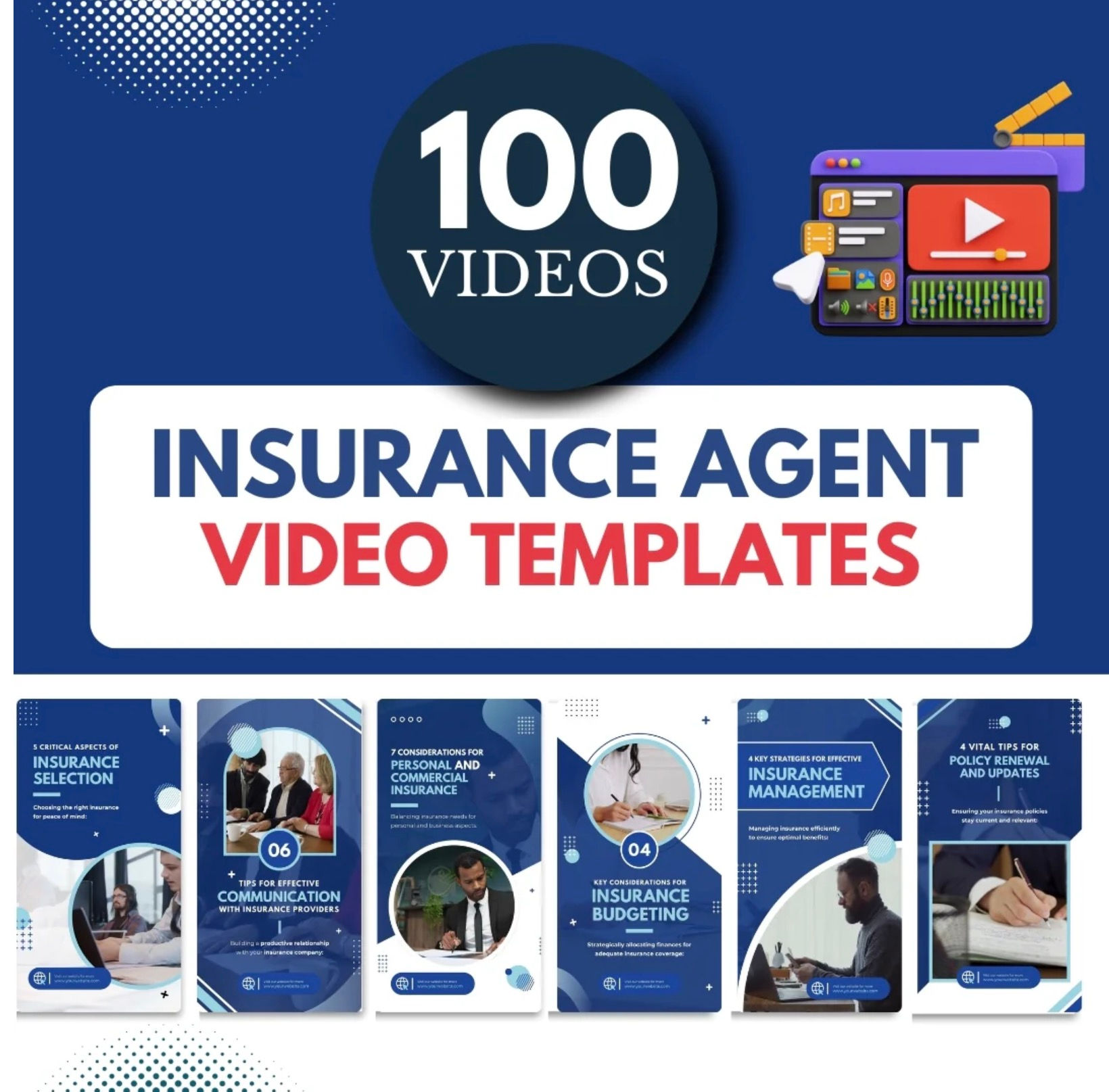 100 Insurance Agent Video Template Bundle