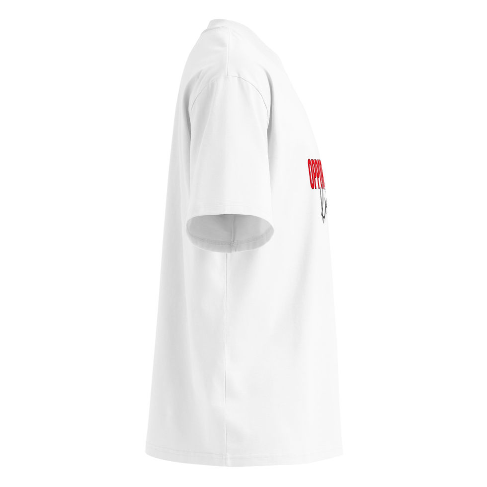 Thumbnail: Opportunity That Knocks - Izzy Produx Unisex organic oversized high neck t-shirt