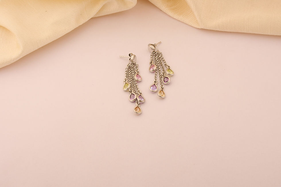 Thumbnail: Chain Earrings with Tourmaline, Citrine & Amethyst Drops