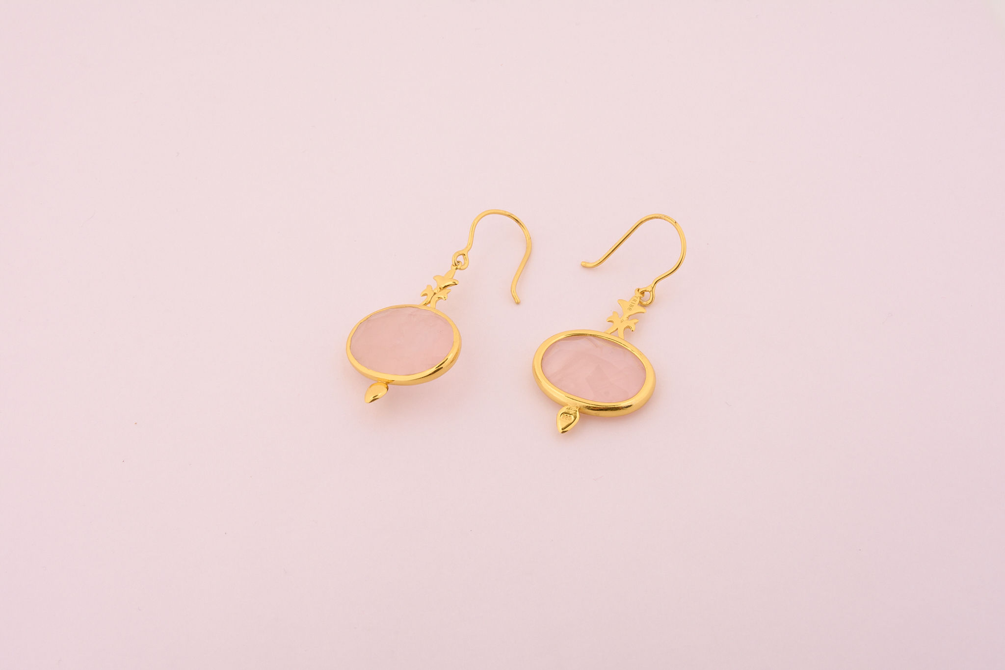Cabochon Rose Quartz Hook Earrings