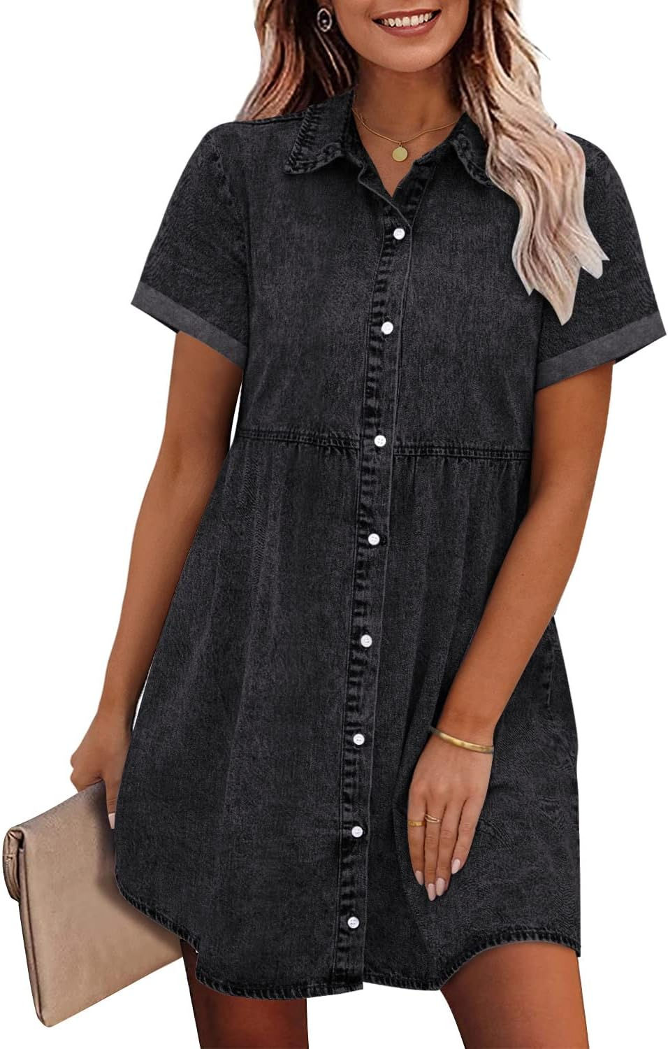 Thumbnail: Short Sleeve Button Down Dress