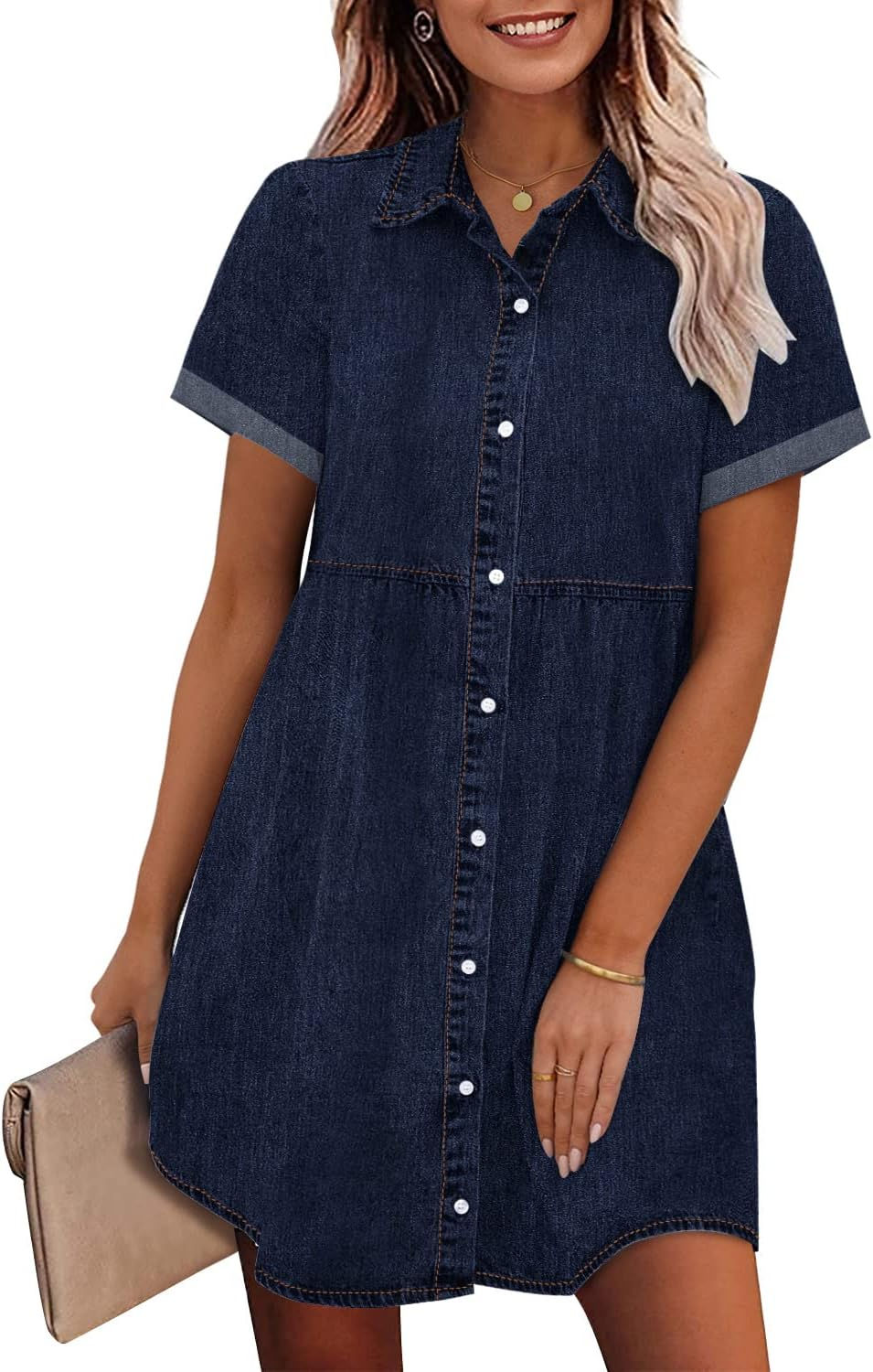 Thumbnail: Short Sleeve Button Down Dress