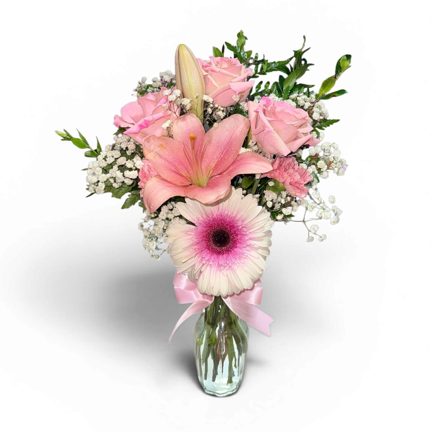 Half Dozen Mixed Flowers With Vase