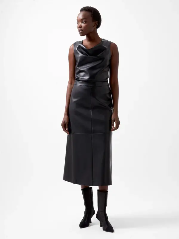 Thumbnail: Crolenda PU Midi Skirt by French Connection