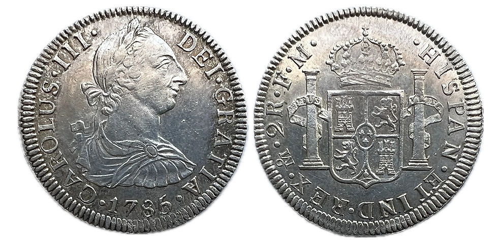 2 Reales. México. F.M. 1785. Carlos III.