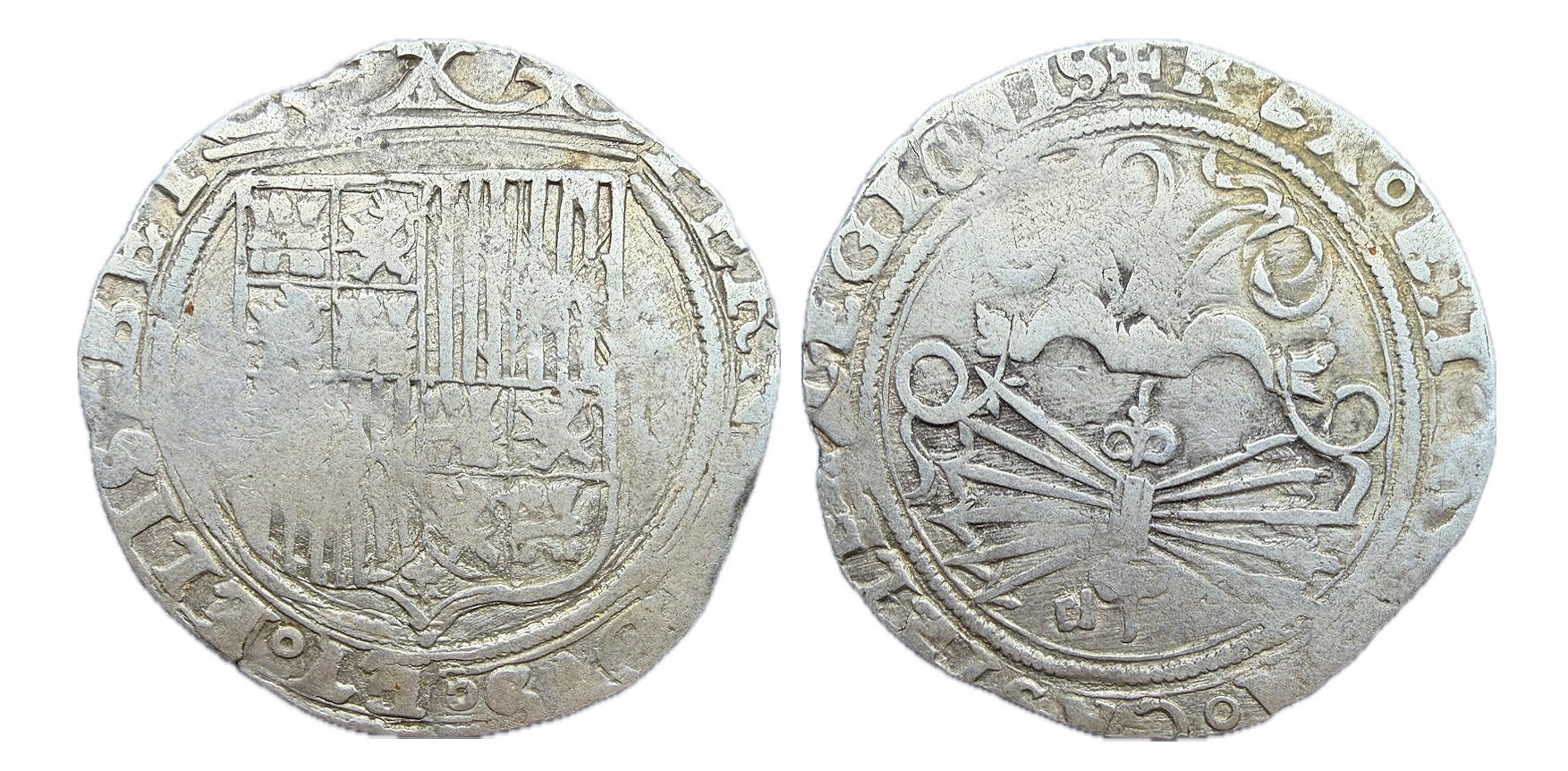 2 Reales. Sevilla. Fernando e Isabel. RRCC.