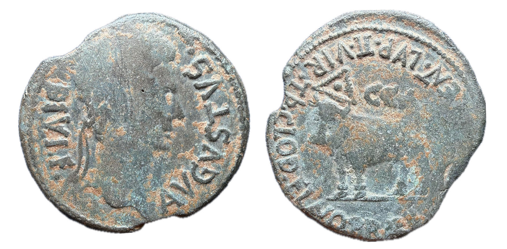 Caesaraugusta. As. Moneda iberica. Mitrado. Zaragoza.