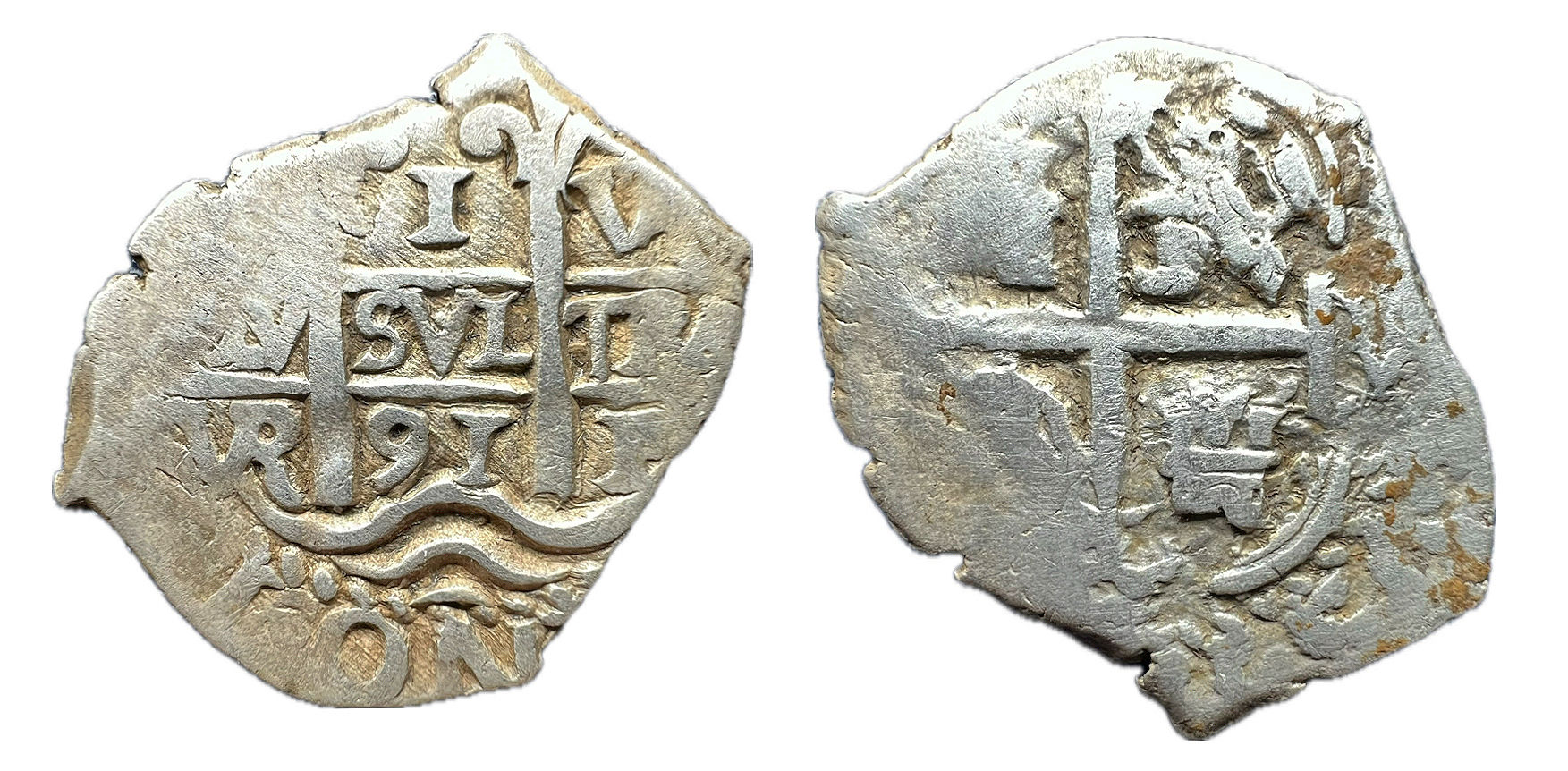 1 Real. Potosí. VR. 1691. Carlos II. Macuquina.