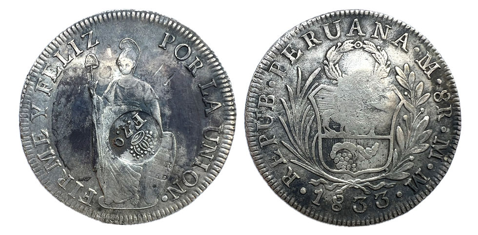 8 Reales. Perú. Fernando VII. Resello. Filipinas.