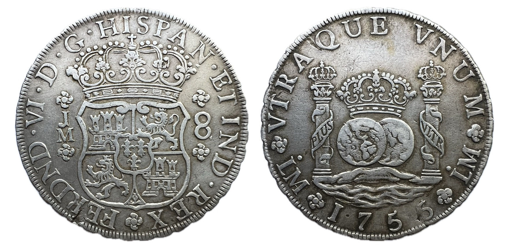8 Reales. Lima. Fernando VI. Columnario. 1755.