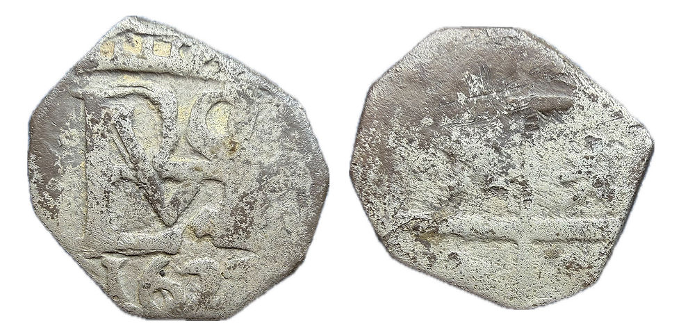 Medio real. 1/2 real. 1627. Santa Fe. Nuevo Reino.