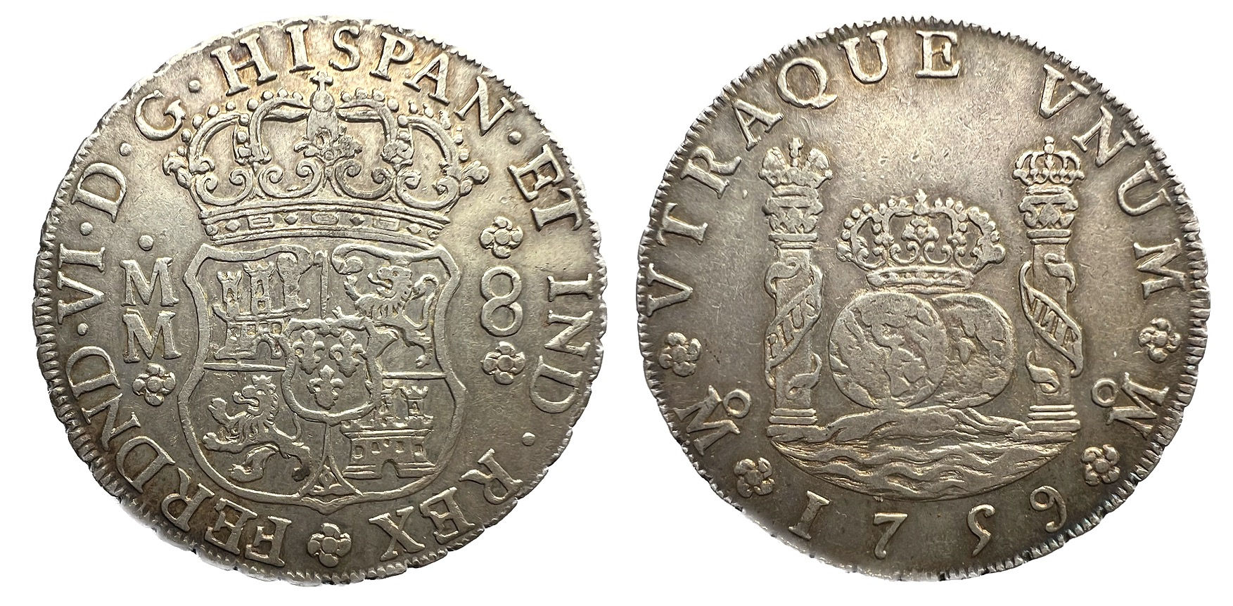 8 Reales. México. Fernando VI. Columnario. 1759.