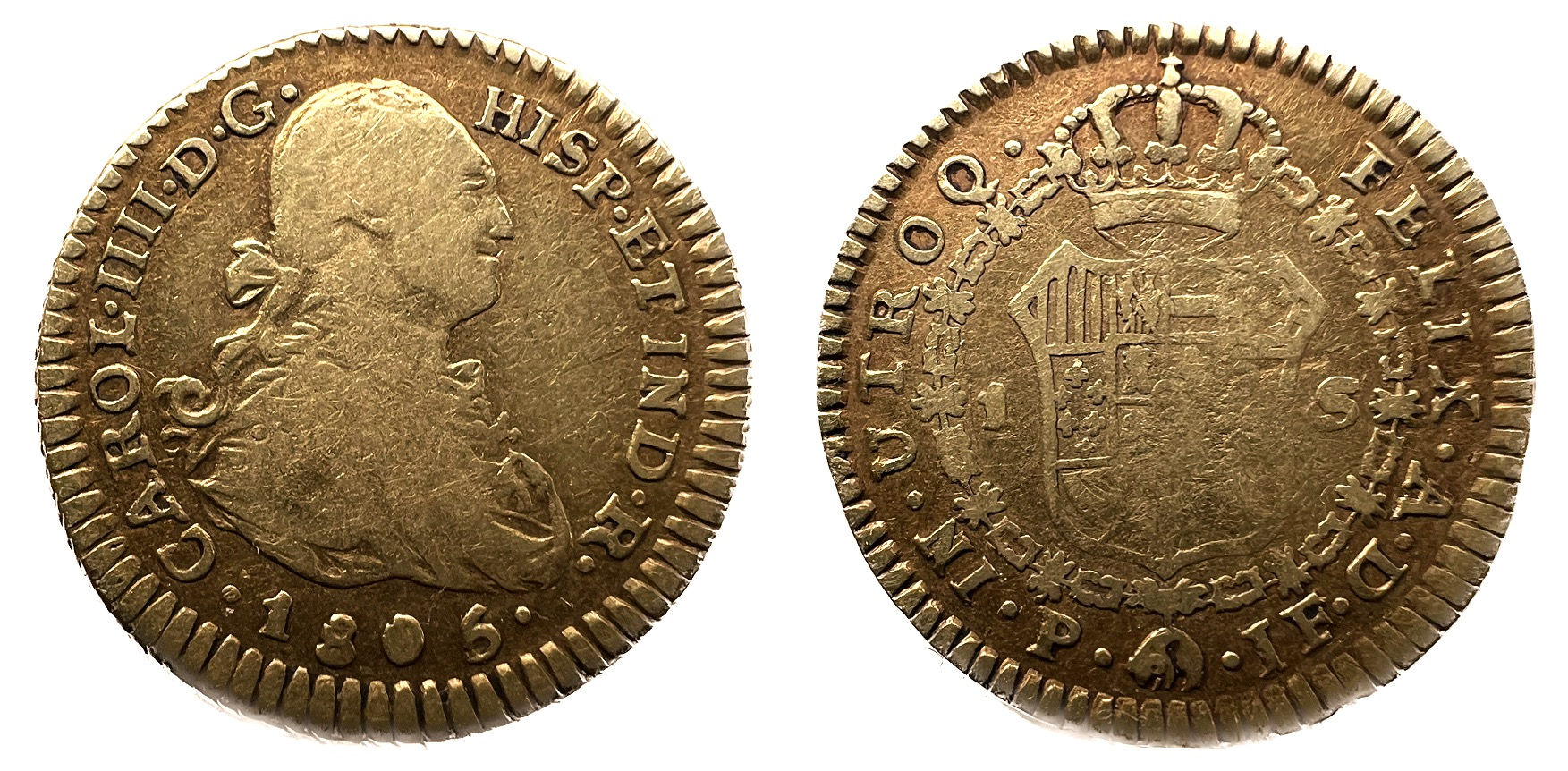 1 Escudo. Popayán. Carlos IV. Oro.