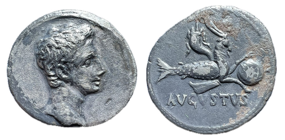 Augusto. Denario. Capriocornio. Cesar. Romana.