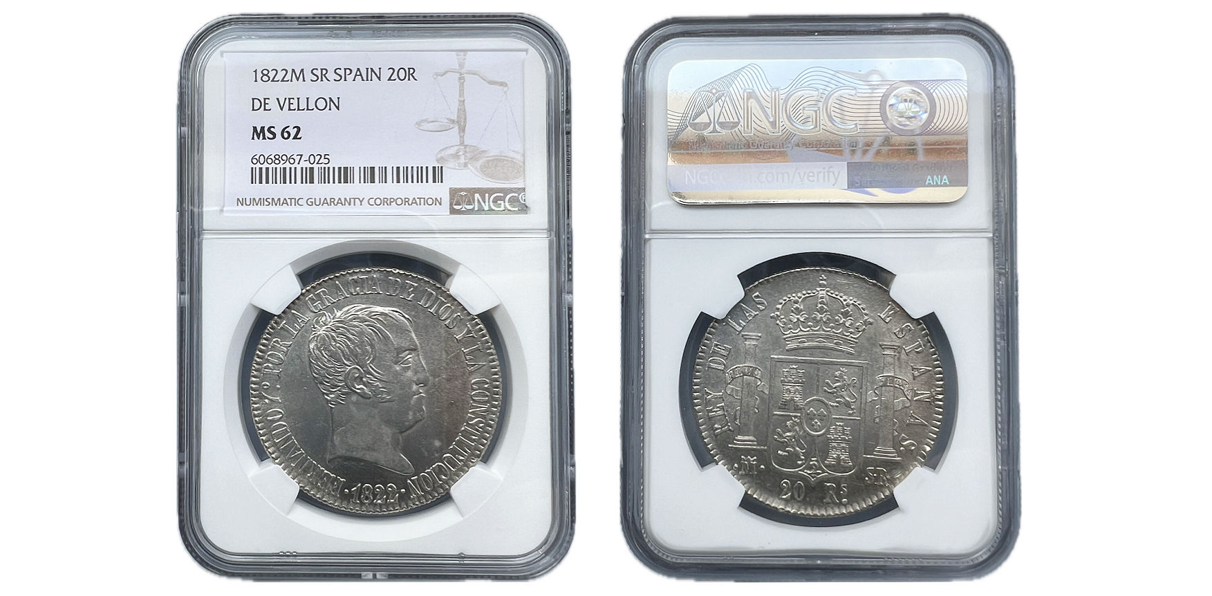 20 Reales. Madrid. S.R. 1822. SC