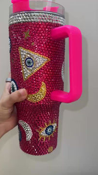 Thumbnail: Pink Evil Eye and Sun Moon- Stanley Tumbler