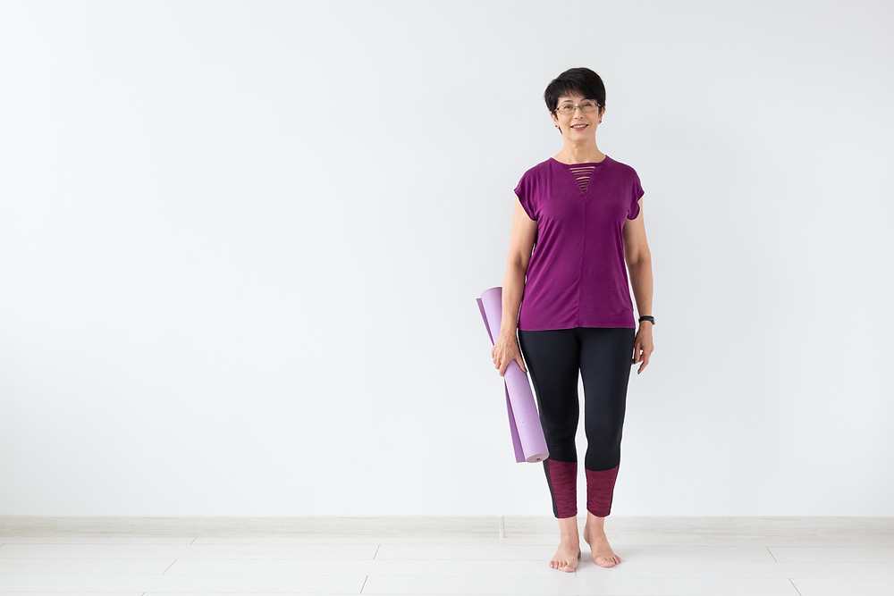 Woman middle-age pilates student exercise fitness