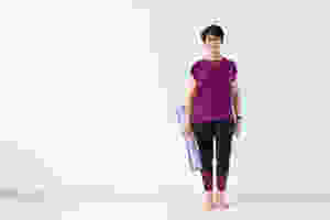Woman middle-age pilates student exercise fitness