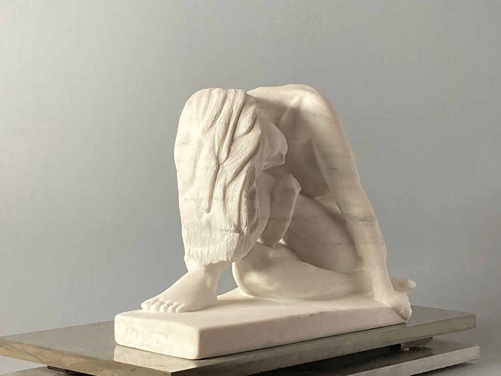 Hand carved, one a kind, table top, danby marble figurative female nude sculpture.