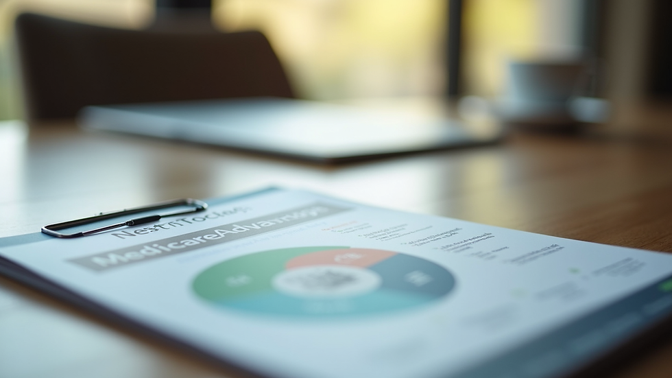 Close-up view of a Medicare Advantage plan brochure on a table
