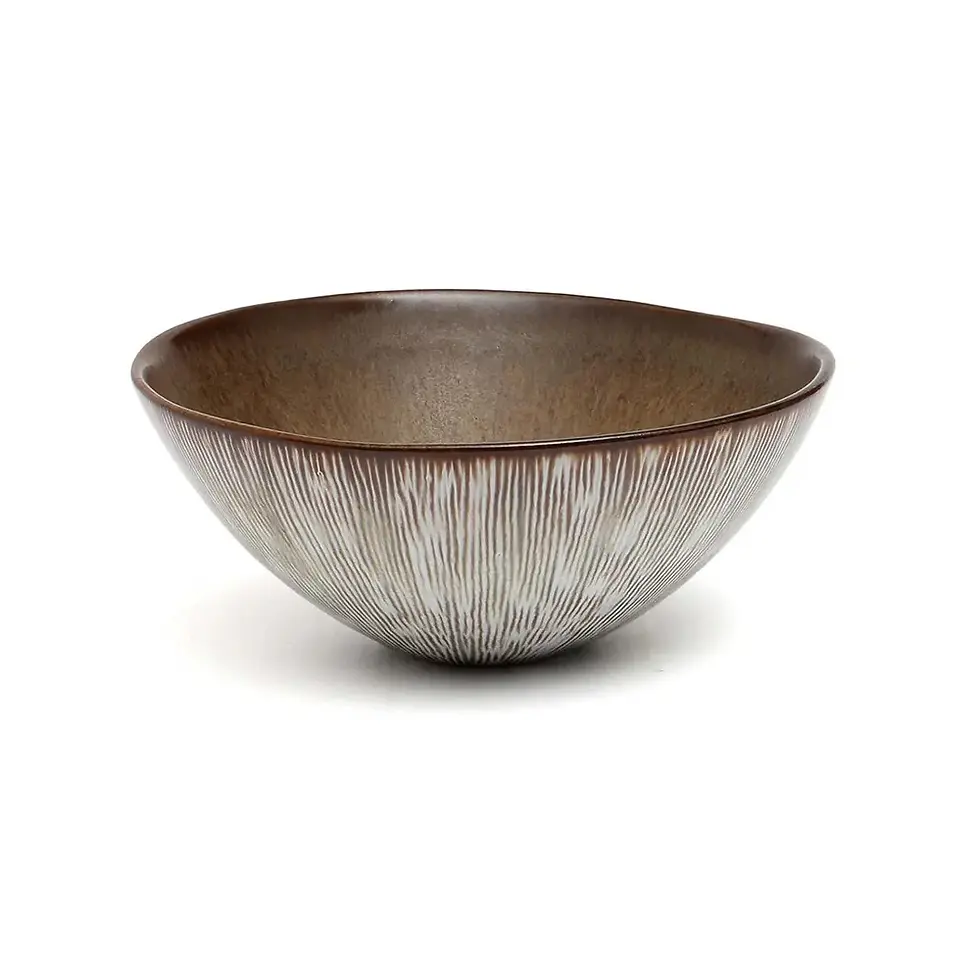 Bol à céréales en céramique fabriquée au Portugal, nuances de bruns.