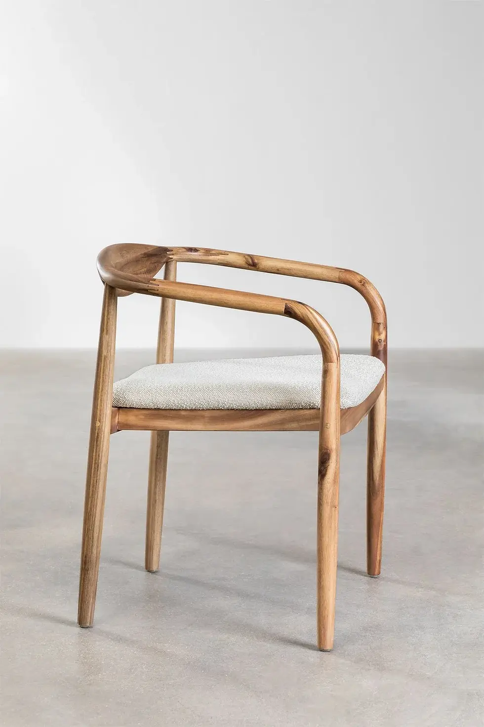 Miniature : chaise de salle à manger en bois d'acacia finition rustique et coussin chenille