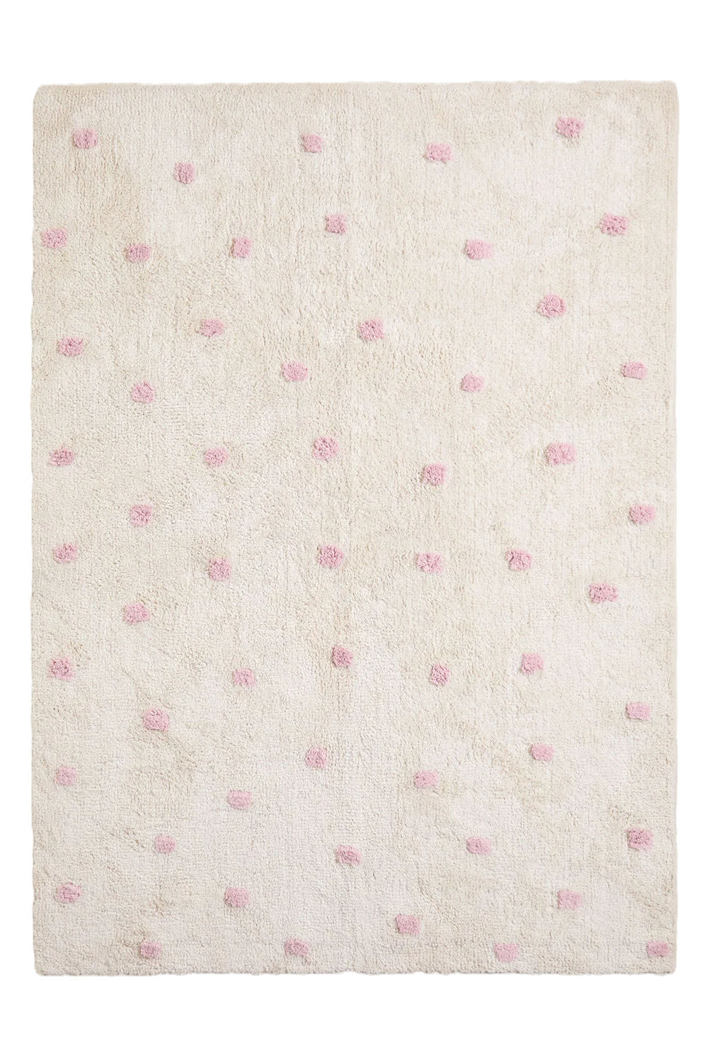 Tapis pour enfant en coton blanc avec pois roses
